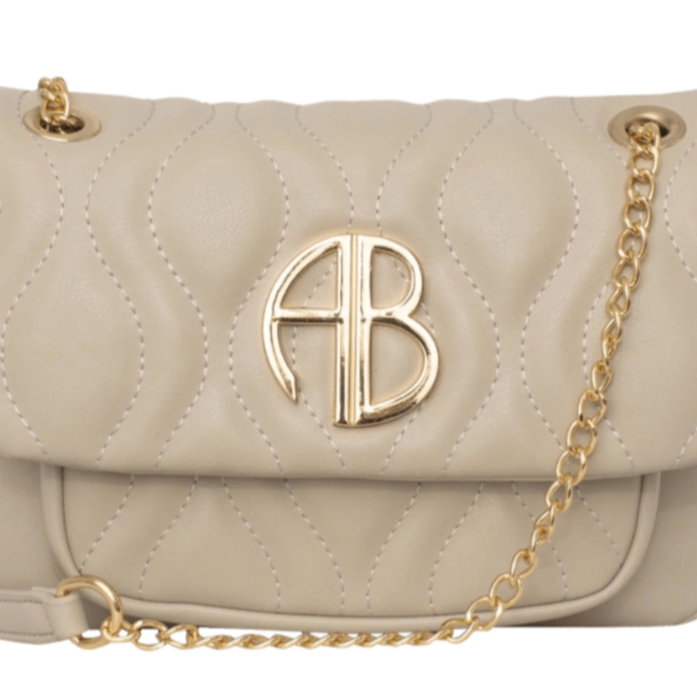 Alexis Bendel Vegan Leather Quilted Crossbody Handbag with Chain Strap